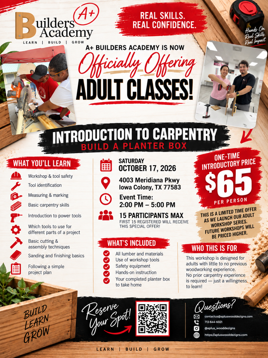 Intro to Carpentry Adult Workshop